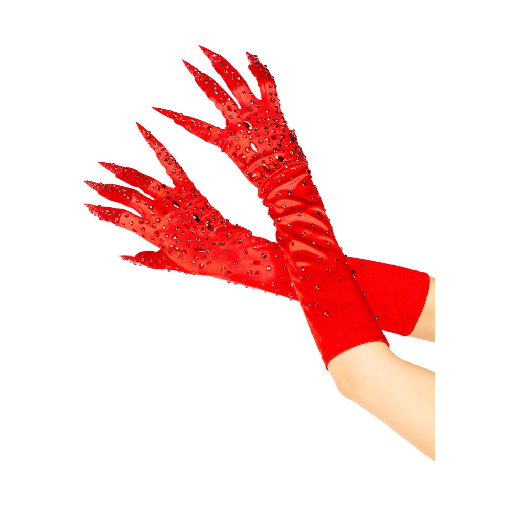 Leg Avenue - Rhinestone Claw Gants de costume - Rouge